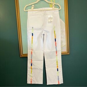New ECRU Limited Edition Straight Leg Cropped White Denim Jeans Sz 26